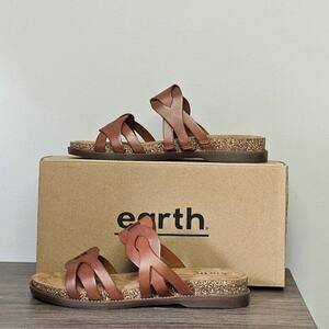 Earth Women's Open Toe Braided Double Strap Sandals Size 8 Brown NWT